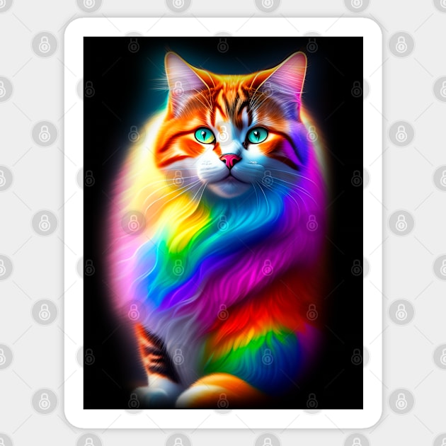 Galaxy Mystical Cat Coloful Sticker by igzine